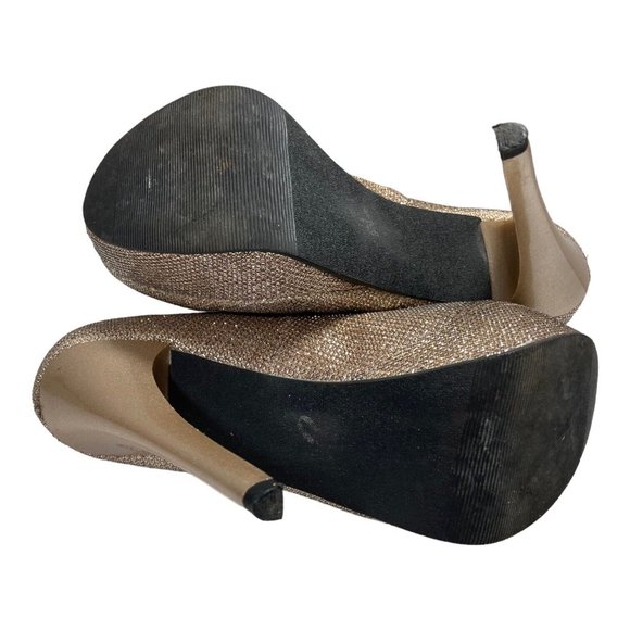 BODY CENTRAL Shoes Womens 6.5M Gold Metallic Platform Stiletto Heels - Picture 7 of 8